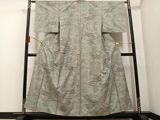平和屋着物●都喜ヱ門　本場大島紬　カタス9マルキ　風景草木文　藤絹織物謹製　正絹　逸品　未使用　AABF8762ph