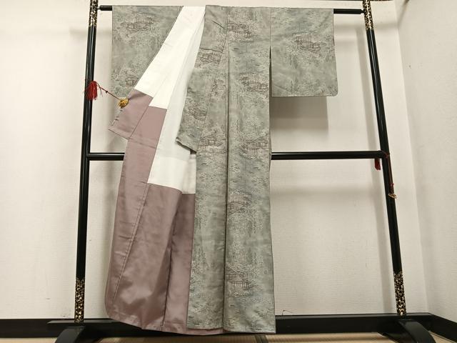 平和屋着物●都喜ヱ門　本場大島紬　カタス9マルキ　風景草木文　藤絹織物謹製　正絹　逸品　未使用　AABF8762ph
