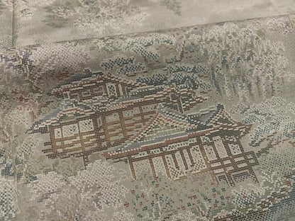 平和屋着物●都喜ヱ門　本場大島紬　カタス9マルキ　風景草木文　藤絹織物謹製　正絹　逸品　未使用　AABF8762ph