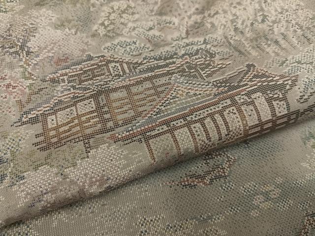 平和屋着物●都喜ヱ門　本場大島紬　カタス9マルキ　風景草木文　藤絹織物謹製　正絹　逸品　未使用　AABF8762ph