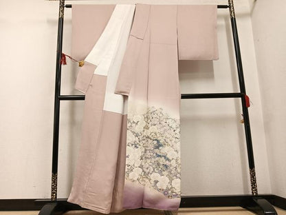平和屋着物●豪華色留袖　寿光織　宮廷桜蘭図　胡蝶蘭　暈し染め　金銀糸　正絹　逸品　AABF8763ph
