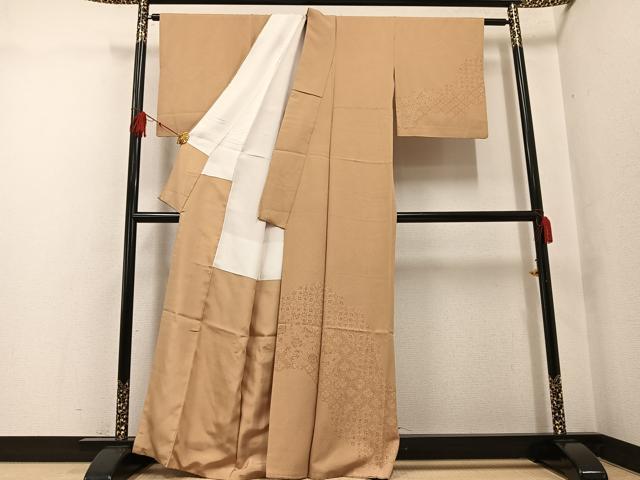 平和屋着物●彫士　矢田昇　江戸小紋　訪問着　極小鮫小紋柄　花　正絹　逸品　AABF8764ph