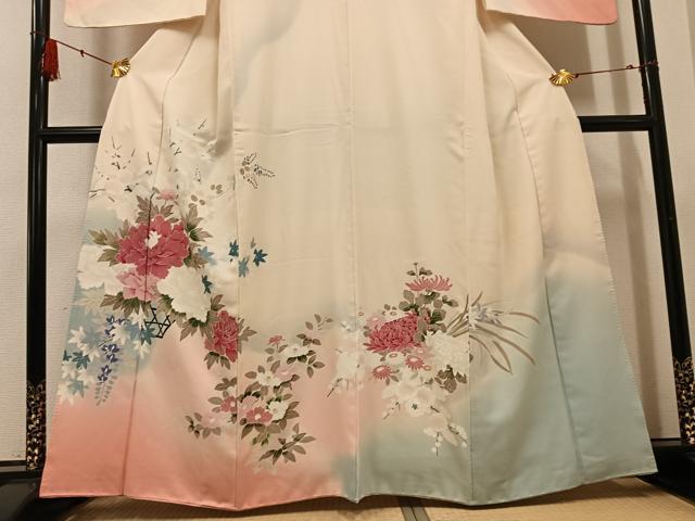 平和屋着物●訪問着　草花文　暈し染め　正絹　逸品　AABF8765ph
