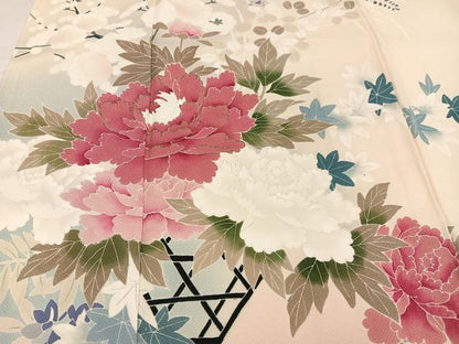 平和屋着物●訪問着　草花文　暈し染め　正絹　逸品　AABF8765ph
