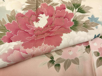 平和屋着物●訪問着　草花文　暈し染め　正絹　逸品　AABF8765ph