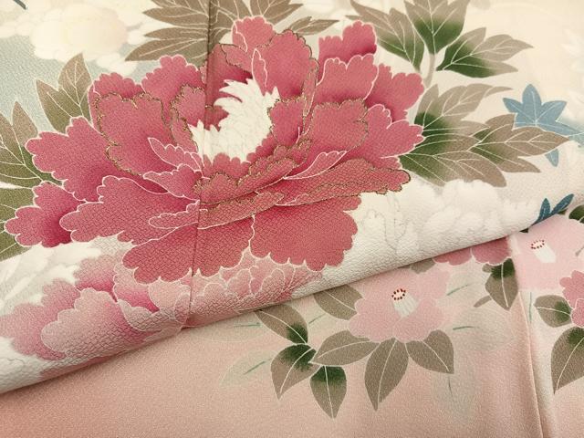 平和屋着物●訪問着　草花文　暈し染め　正絹　逸品　AABF8765ph