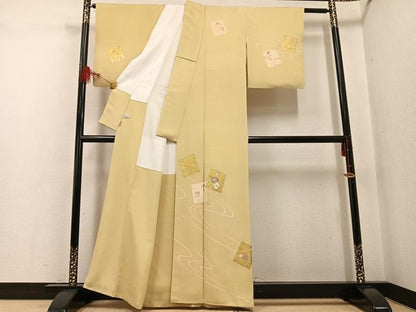 平和屋着物●訪問着　駒刺繍　星　草花文　金彩　ますいわ屋扱い　正絹　逸品　AABF8766ph