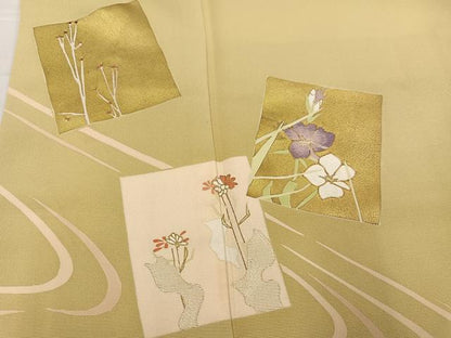 平和屋着物●訪問着　駒刺繍　星　草花文　金彩　ますいわ屋扱い　正絹　逸品　AABF8766ph