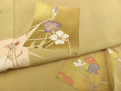 平和屋着物●訪問着　駒刺繍　星　草花文　金彩　ますいわ屋扱い　正絹　逸品　AABF8766ph