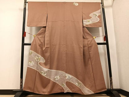 平和屋着物●訪問着　草花文　金彩　正絹　逸品　未使用　AABF8768ph