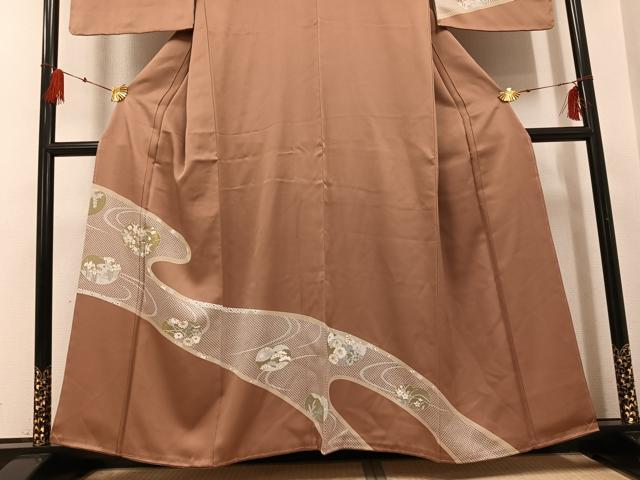 平和屋着物●訪問着　草花文　金彩　正絹　逸品　未使用　AABF8768ph