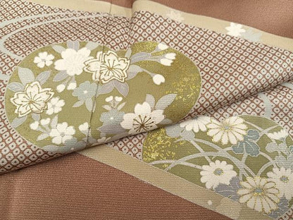 平和屋着物●訪問着　草花文　金彩　正絹　逸品　未使用　AABF8768ph