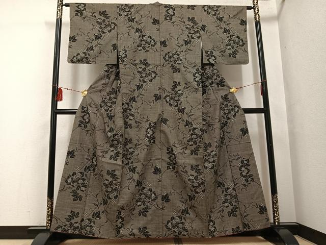 平和屋着物●本場大島紬　一元7マルキ　枝花文　正絹　逸品　AABF8771ph