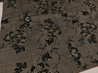 平和屋着物●本場大島紬　一元7マルキ　枝花文　正絹　逸品　AABF8771ph