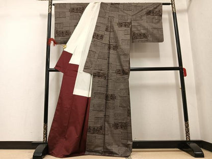 平和屋着物●本場大島紬　カタス9マルキ　人物花文　正絹　逸品　未使用　AABF8772ph