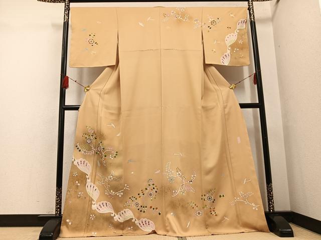 平和屋着物●本加賀友禅作家　北村比呂志　花鳥唐草文　金彩　訪問着　正絹　逸品　未使用　AABF8775ph