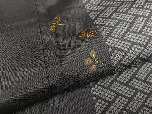 平和屋着物●訪問着　紬地　舞葉間道　金糸　正絹　逸品　AABF8779ph