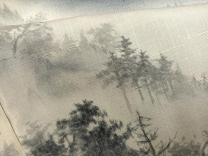 平和屋着物●訪問着　作家物　紬地　手描き　嵐山炎　霧の深津渓　暈し染め　正絹　逸品　未使用　AABF8780ph