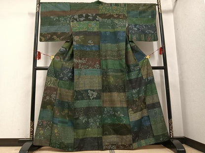 平和屋着物●小千谷紬 百柄 草花文 正絹 逸品 AABF8783ph