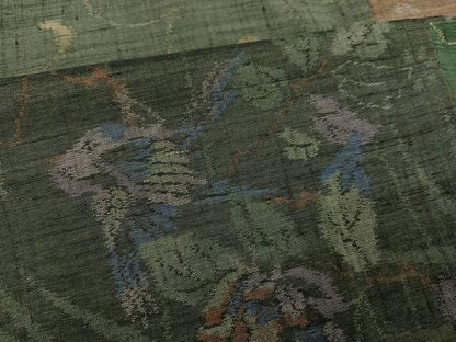 平和屋着物●小千谷紬 百柄 草花文 正絹 逸品 AABF8783ph