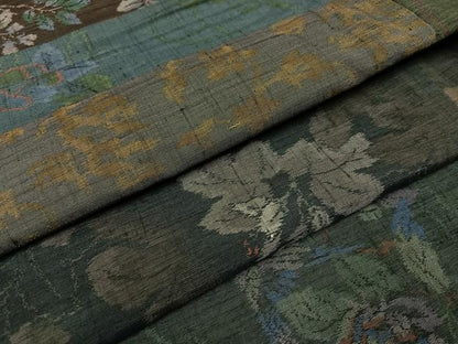 平和屋着物●小千谷紬 百柄 草花文 正絹 逸品 AABF8783ph