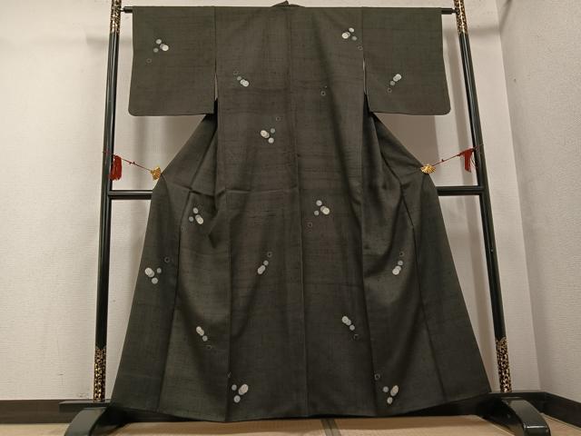 平和屋着物●赤城紬　小紋　丸文　高島屋扱い　正絹　逸品　AABF8784ph