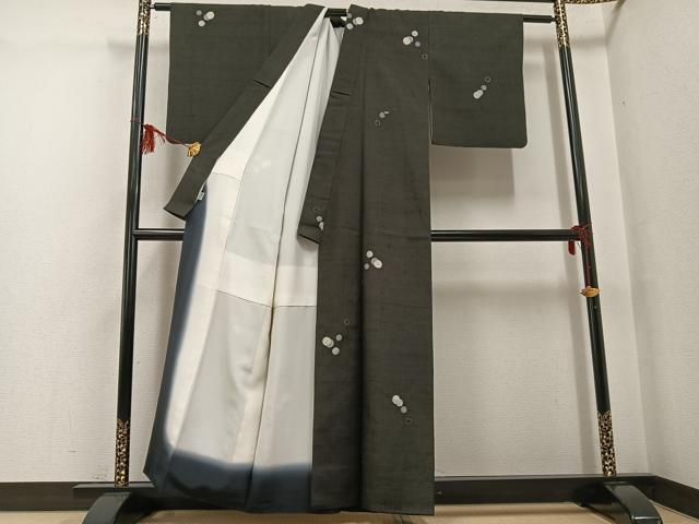 平和屋着物●赤城紬　小紋　丸文　高島屋扱い　正絹　逸品　AABF8784ph