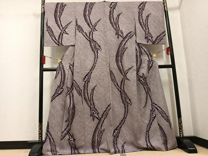 平和屋着物●上質な小紋　総絞り　草木文　正絹　逸品　AABF8786ph