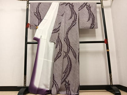 平和屋着物●上質な小紋　総絞り　草木文　正絹　逸品　AABF8786ph