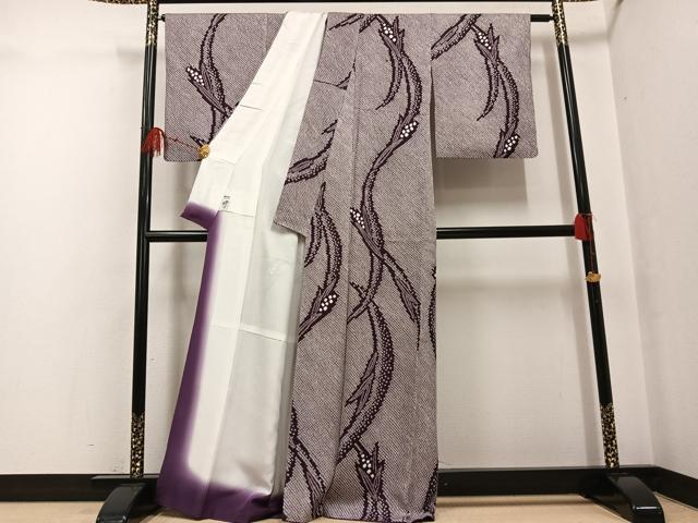 平和屋着物●上質な小紋　総絞り　草木文　正絹　逸品　AABF8786ph