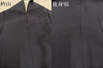 平和屋着物●江戸小紋　毛万筋　滅紫色×蝉色　丹後ちりめん　反端付き　正絹　逸品　AABF8787ph