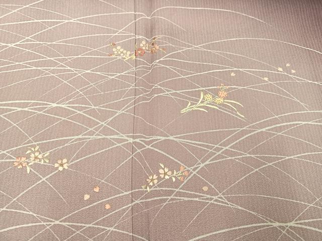 平和屋着物●訪問着　刺繍　草花文　暈し染め　金糸　正絹　逸品　AABF8788ph