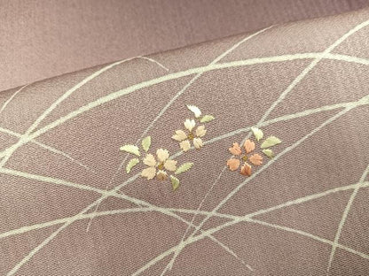 平和屋着物●訪問着　刺繍　草花文　暈し染め　金糸　正絹　逸品　AABF8788ph