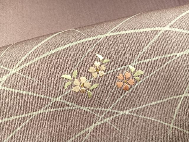 平和屋着物●訪問着　刺繍　草花文　暈し染め　金糸　正絹　逸品　AABF8788ph