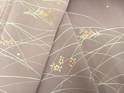 平和屋着物●訪問着　刺繍　草花文　暈し染め　金糸　正絹　逸品　AABF8788ph