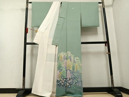 平和屋着物●本加賀友禅作家　毎田健治　色留袖　草花文　暈し染め　正絹　逸品　AABF8793ph