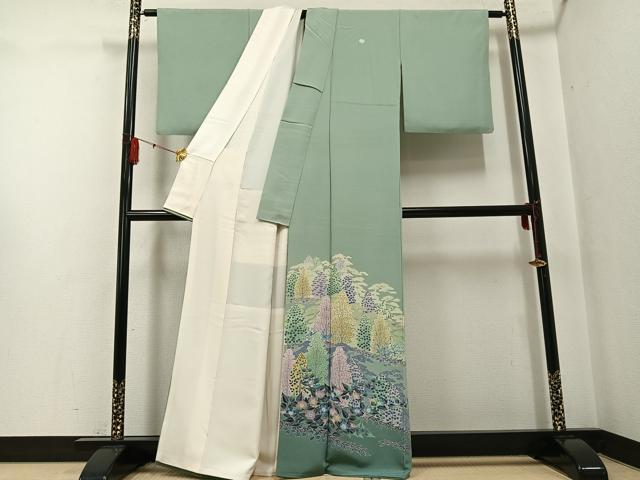平和屋着物●本加賀友禅作家　毎田健治　色留袖　草花文　暈し染め　正絹　逸品　AABF8793ph