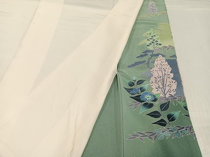 平和屋着物●本加賀友禅作家　毎田健治　色留袖　草花文　暈し染め　正絹　逸品　AABF8793ph