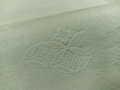 平和屋着物●上質な色無地　七宝花地紋　白緑色　正絹　逸品　AABF8795ph