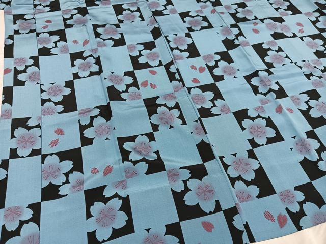 平和屋着物●男性　長襦袢　無双仕立て　市松桜文　正絹　逸品　AABF8800ph
