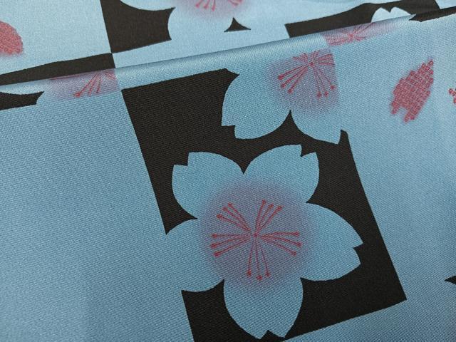 平和屋着物●男性　長襦袢　無双仕立て　市松桜文　正絹　逸品　AABF8800ph