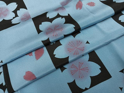 平和屋着物●男性　長襦袢　無双仕立て　市松桜文　正絹　逸品　AABF8800ph