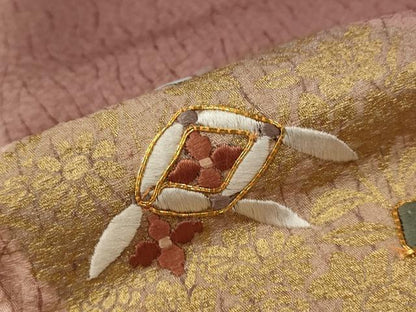 平和屋着物■訪問着　駒刺繍　吉祥花文　暈し染め　金彩　正絹　逸品　AABF8822st