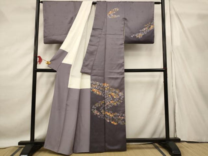 平和屋着物■訪問着　駒刺繍　流水花文　暈し染め　金彩　正絹　逸品　AABF8840st