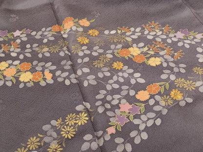 平和屋着物■訪問着　駒刺繍　流水花文　暈し染め　金彩　正絹　逸品　AABF8840st