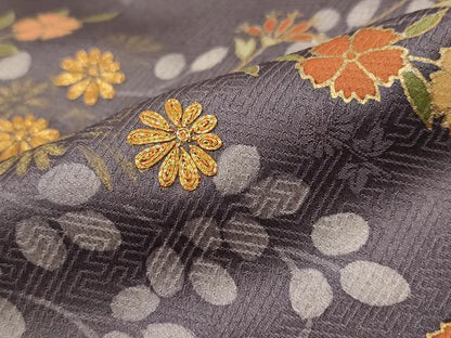 平和屋着物■訪問着　駒刺繍　流水花文　暈し染め　金彩　正絹　逸品　AABF8840st