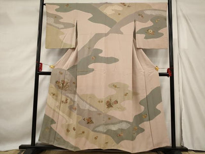 平和屋着物■訪問着　草花文　金彩　正絹　逸品　AABF8845st