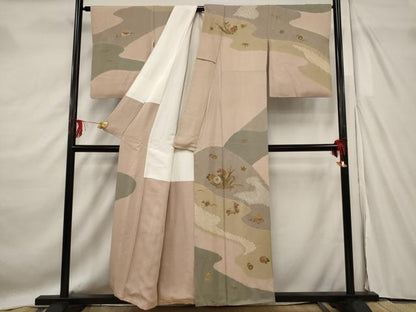 平和屋着物■訪問着　草花文　金彩　正絹　逸品　AABF8845st