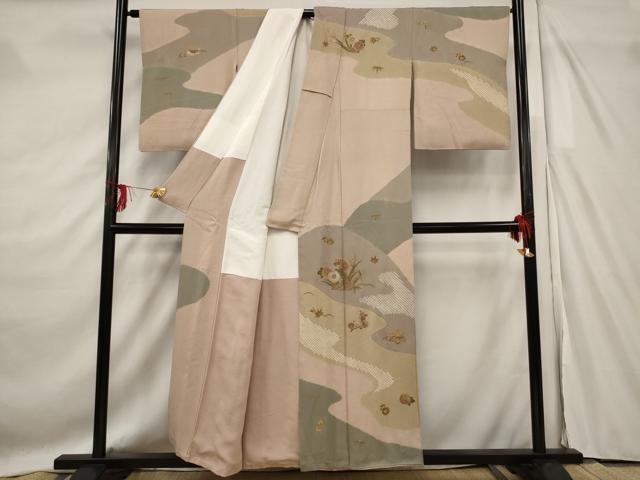 平和屋着物■訪問着　草花文　金彩　正絹　逸品　AABF8845st