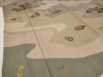 平和屋着物■訪問着　草花文　金彩　正絹　逸品　AABF8845st